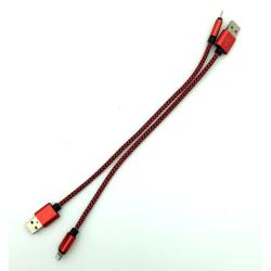 Дата кабель I-003 плетенный круглый Lighting 0.3m Red (тех. упаковка)