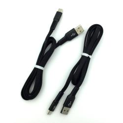 Дата кабель TC-010 плетенный плоский Type C 1.0m Black (тех. упаковка)