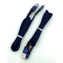 Дата кабель TC-010 плетенный плоский Type C 1.0m Blue (тех. упаковка)