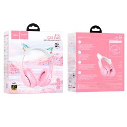 Наушники Bluetooth HOCO W42 Cat Ear Pink