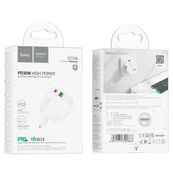 Сетевое ЗУ HOCO C111A PD30W High Power Dual Port (USB+Type C) White
