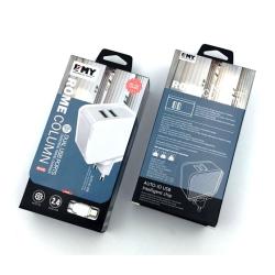 Сетевое ЗУ EMY MY-A203 + cabel micro USB (5V/2.4A/2USB) Auto-ID