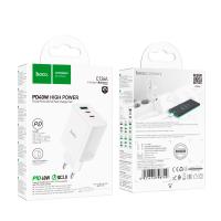 Сетевое ЗУ HOCO C126A PD40W High Power Three Ports (2C1A) Fast Charger + кабель Type C-Type C White