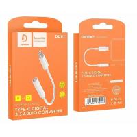 Переходник / Адаптер наушников DENMEN DU01 Type C to 3.5mm White 