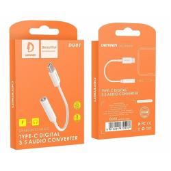 Переходник / Адаптер наушников DENMEN DU01 Type C to 3.5mm White 