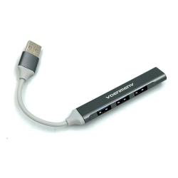 HUB USB3.0 DENMEN DU17A 4 USB Plastic USB-A 20cm Silver