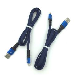 Дата кабель M-010 плетенный плоский Micro USB 1.0m Blue (тех. упаковка)