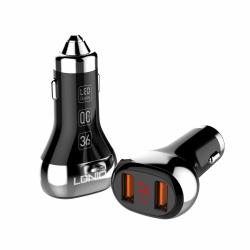 Автомобильное ЗУ LDNIO C2 Qualcomm 3.0 Fast Charger Led Display 2 USB/36W + кабель Type C
