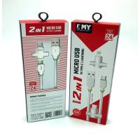 Дата кабель + переходник EMY MY-713 Micro USB+Lightning White