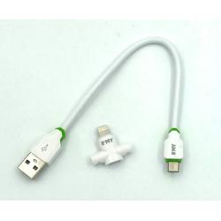 Дата кабель + переходник EMY MY-713 Micro USB+Lightning White