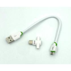 Дата кабель + переходник EMY MY-713 Micro USB+Type C White