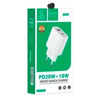 Сетевое ЗУ DENMEN DC21 PD 20W+ USB 18W White