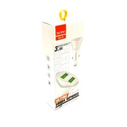 Автомобильное ЗУ SUNPIN SCC-01 Auto-ID (3.4A/2USB) + кабель Micro USB White