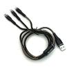 USB кабель Sunpin SC-04 Super Charger 5A Micro+Lightning+Type C 1.2M Black 