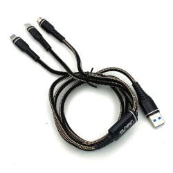 USB кабель Sunpin SC-04 Super Charger 5A Micro+Lightning+Type C 1.2M Black 