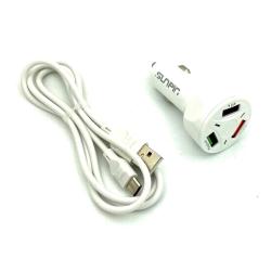 Автомобильное ЗУ SUNPIN CS-04 (5V/3A/3USB) Qualcomm 3.0 + кабель Type-C White