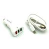 Автомобильное ЗУ SUNPIN SCC-02 Auto-ID (6.0A/3USB/18W) + кабель Type C White