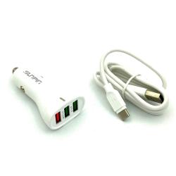 Автомобильное ЗУ SUNPIN SCC-02 Auto-ID (6.0A/3USB/18W) + кабель Type C White