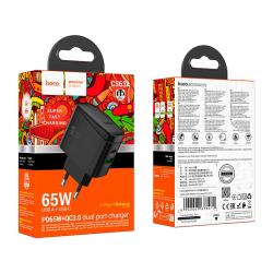 Сетевое ЗУ HOCO CS63A 65W 3A 1 USB + 1 PD Black