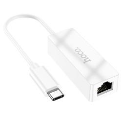 Сетевая карта / Переходник HOCO UA22 Type C to LAN 100Mbps Plastic White