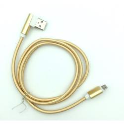 Дата кабель M-012 круглый плетенный угловой Micro USB 1.0m Gold (тех. упаковка)