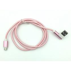 Дата кабель M-012 круглый плетенный угловой Micro USB 1.0m Pink (тех. упаковка)
