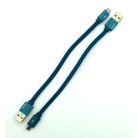 Дата кабель M-016 плетенный плоский Original Micro USB 0.3m Blue (тех. упаковка)