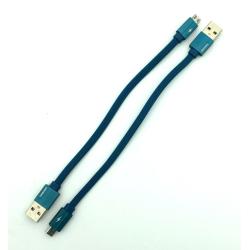 Дата кабель M-016 плетенный плоский Original Micro USB 0.3m Blue (тех. упаковка)