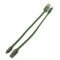 Дата кабель M-016 плетенный плоский Original Micro USB 0.3m Green (тех. упаковка)
