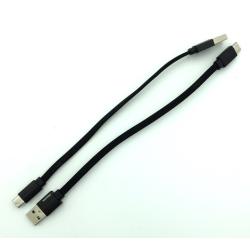 Дата кабель TC-016 плетенный плоский Original Type C 0.3m Black (тех. упаковка)