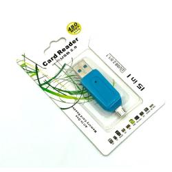 Картридер CR-004 USB + OTG SD + Micro SD Blue