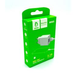 Сетевое ЗУ DENMEN DC02L + Lightning (5V/2.1A/2USB) White