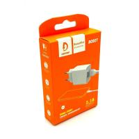 Сетевое ЗУ DENMEN DC02T + Type C (5V/2.1A/2USB) White