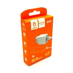 Сетевое ЗУ DENMEN DC02T + Type C (5V/2.1A/2USB) White
