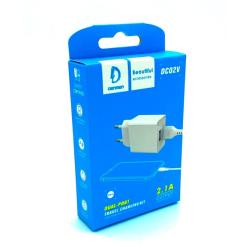 Сетевое ЗУ DENMEN DC02V + Micro USB (5V/2.1A/2USB) White