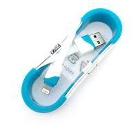 Дата кабель FLAT ROLL iPhone 5 White/Blue (тех. упаковка)