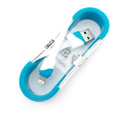 Дата кабель FLAT ROLL iPhone 5 White/Blue (тех. упаковка)