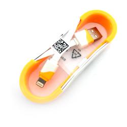 Дата кабель FLAT ROLL iPhone 5 White/Orange (тех. упаковка)