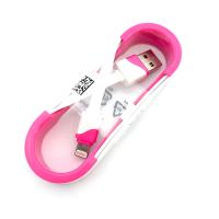 Дата кабель FLAT ROLL iPhone 5 White/Pink (тех. упаковка)