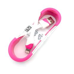 Дата кабель FLAT ROLL iPhone 5 White/Pink (тех. упаковка)
