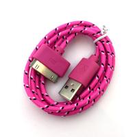 Дата кабель NYLON iPhone 4 Hot Pink (тех. упаковка)