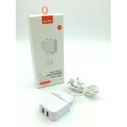 Сетевое ЗУ Sunpin DS-320 (5V/2.4A/2USB) + кабель Micro USB White 
