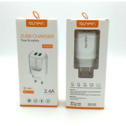 Сетевое ЗУ Sunpin XC-01 (5V/2.4A/2USB) + кабель Micro USB White 