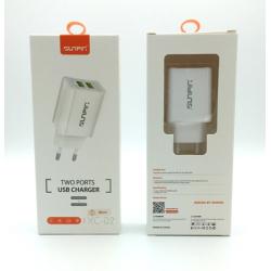 Сетевое ЗУ Sunpin XC-02 (5V/2.4A/2USB) + кабель Micro USB White 