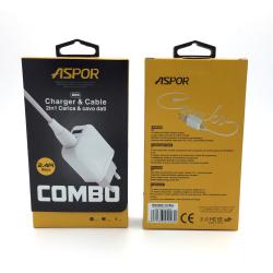 Сетевое ЗУ ASPOR A829 + кабель Micro USB (5V/2.4A/2USB)