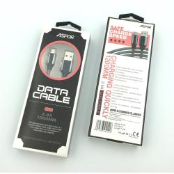 Дата кабель ASPOR A155 micro USB 2.4A 1.2M Black_Silver