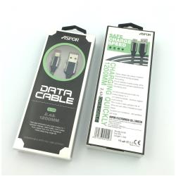 Дата кабель ASPOR A156 Lighting 2.4A 1.2M Black_Silver