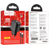Сетевое ЗУ HOCO CS21A (5V/3A/1 USB) Qualcomm 3.0 + кабель Type C Black