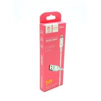 Дата кабель силиконовый DENMEN D01L 2.4A Lightning White