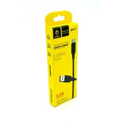 Дата кабель силиконовый DENMEN D01T 2.4A Type C Black